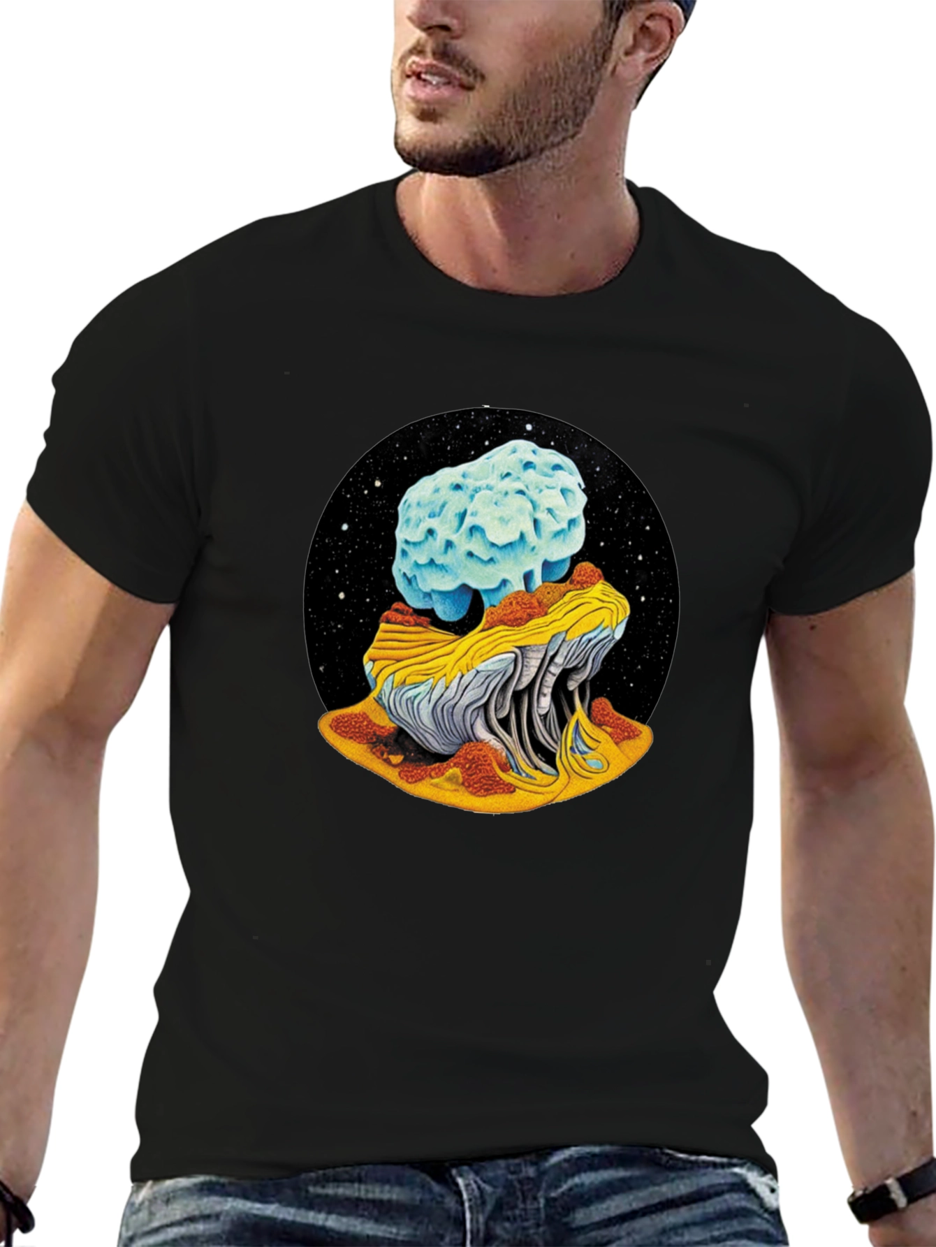 Cosmic Mushroom Tee - Black Unisex