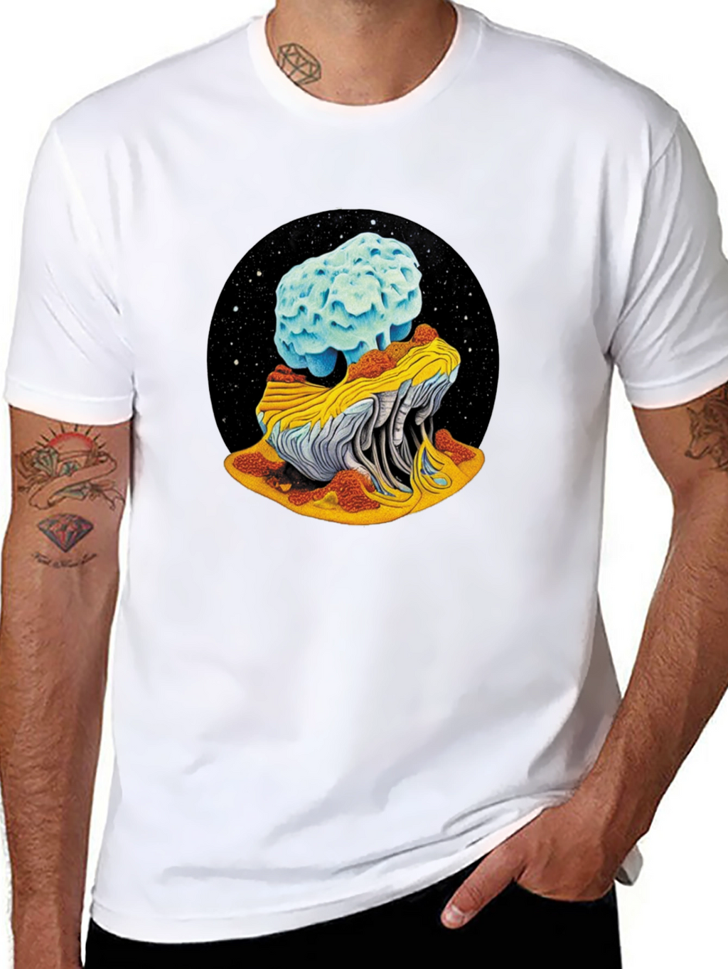 Cosmic Mushroom Tee - Black Unisex