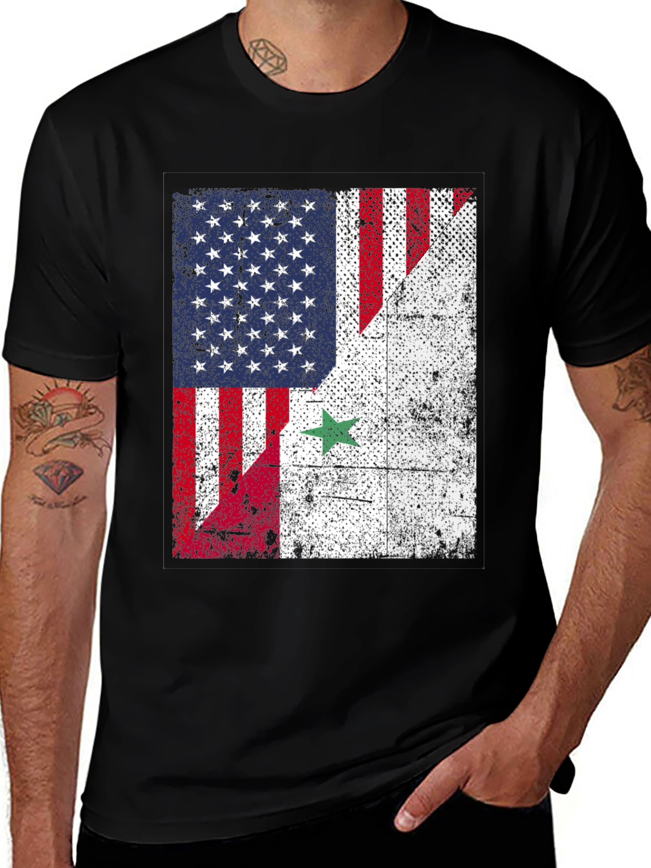 USA Syria Flag T-Shirt