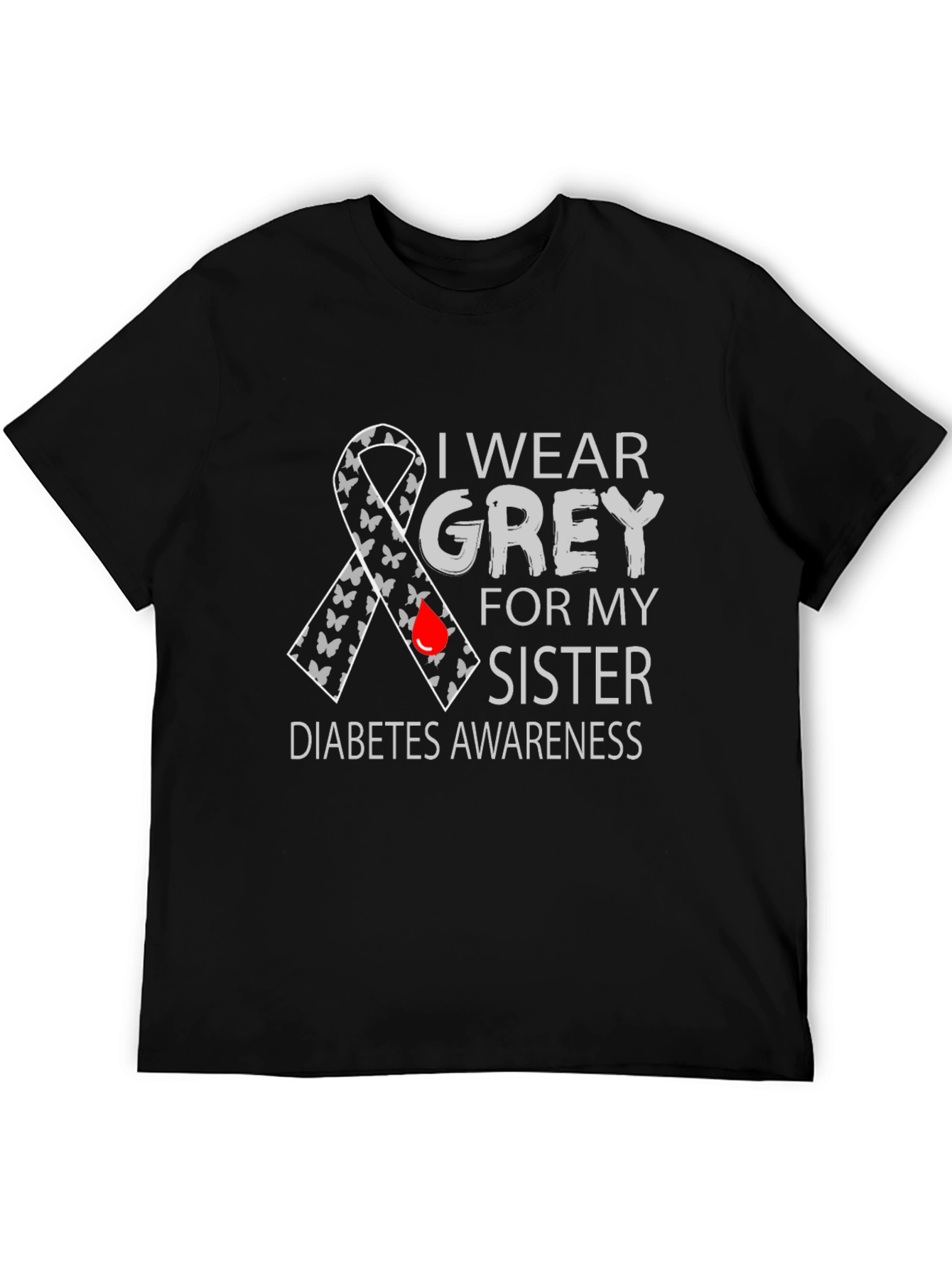 I Wear Grey For My Sister Diabetes Awareness T-Shirt
