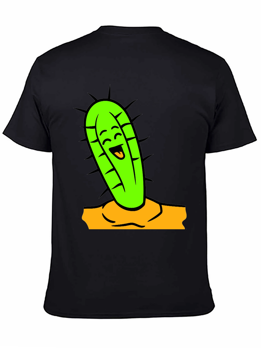 Funny Cactus Graphic Tee - Black Cotton Shirt