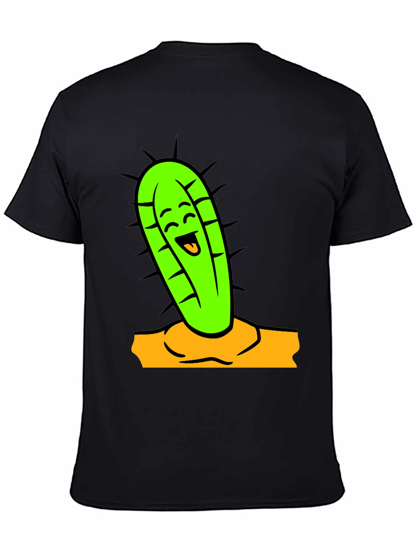 Funny Cactus Graphic Tee - Black Cotton Shirt