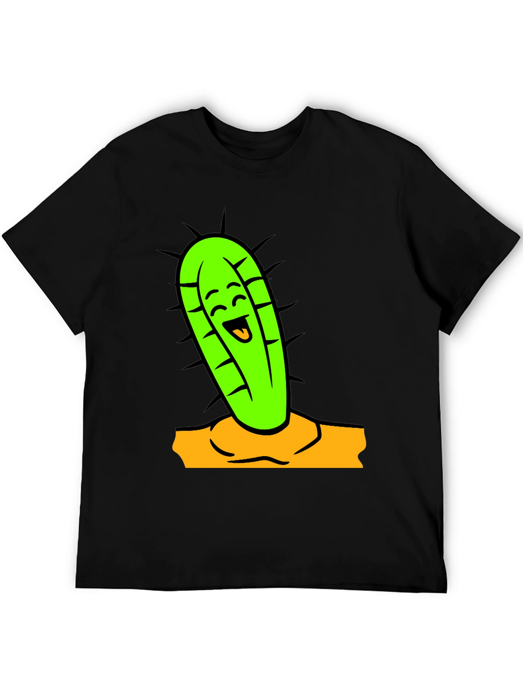 Funny Cactus Graphic Tee - Black Cotton Shirt