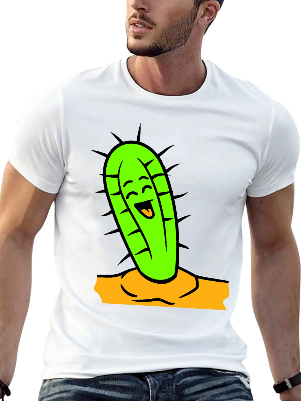 Funny Cactus Graphic Tee - Black Cotton Shirt