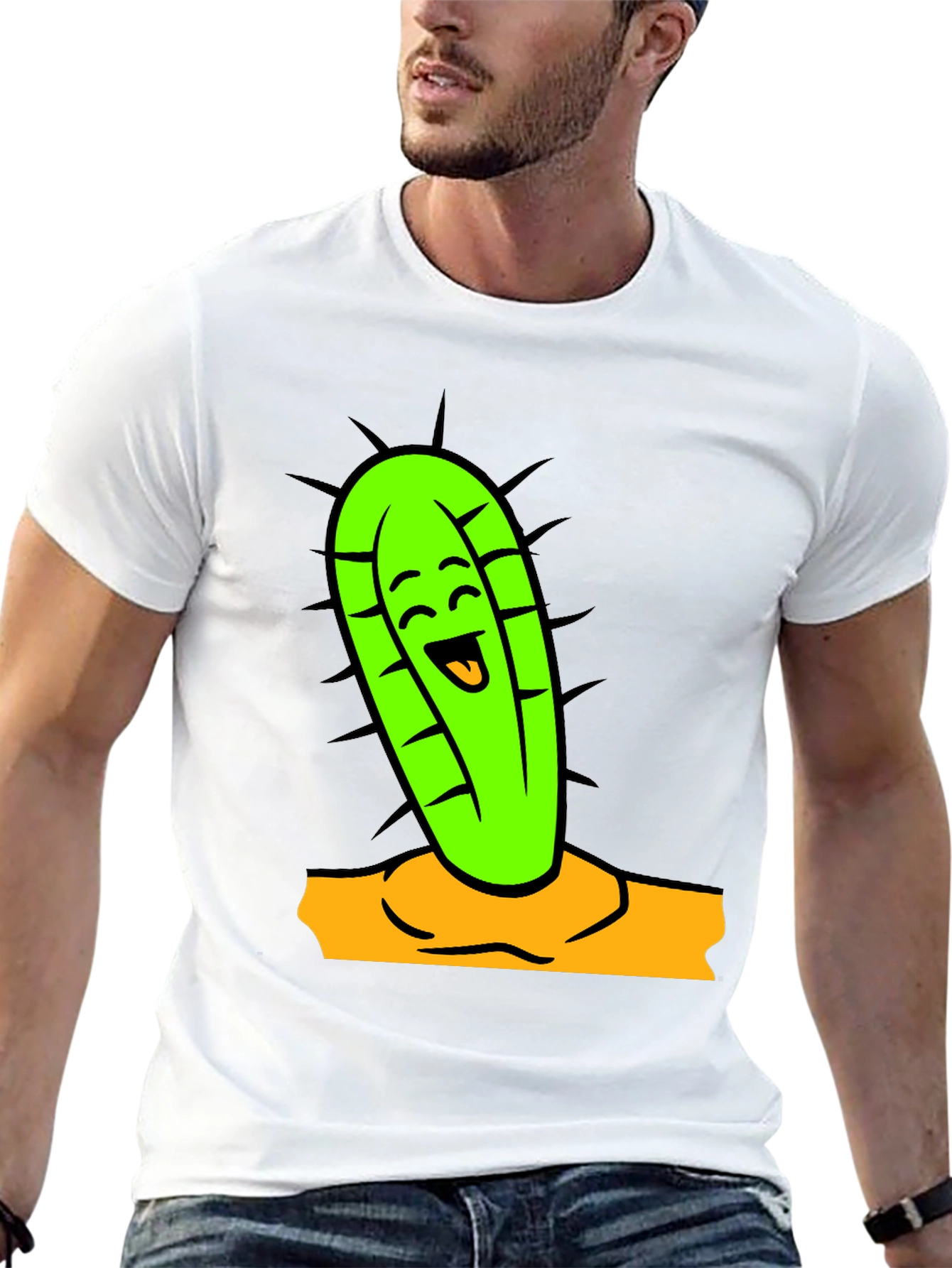 Funny Cactus Graphic Tee - Black Cotton Shirt