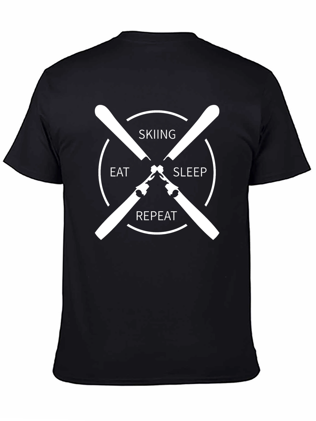 Skiing Eat Sleep Repeat Black T-Shirt