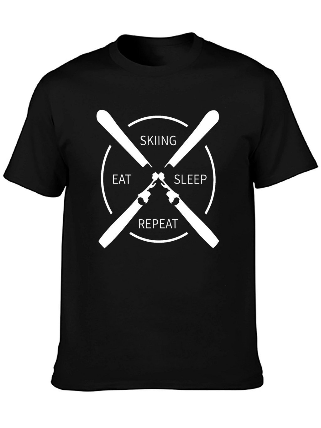 Skiing Eat Sleep Repeat Black T-Shirt