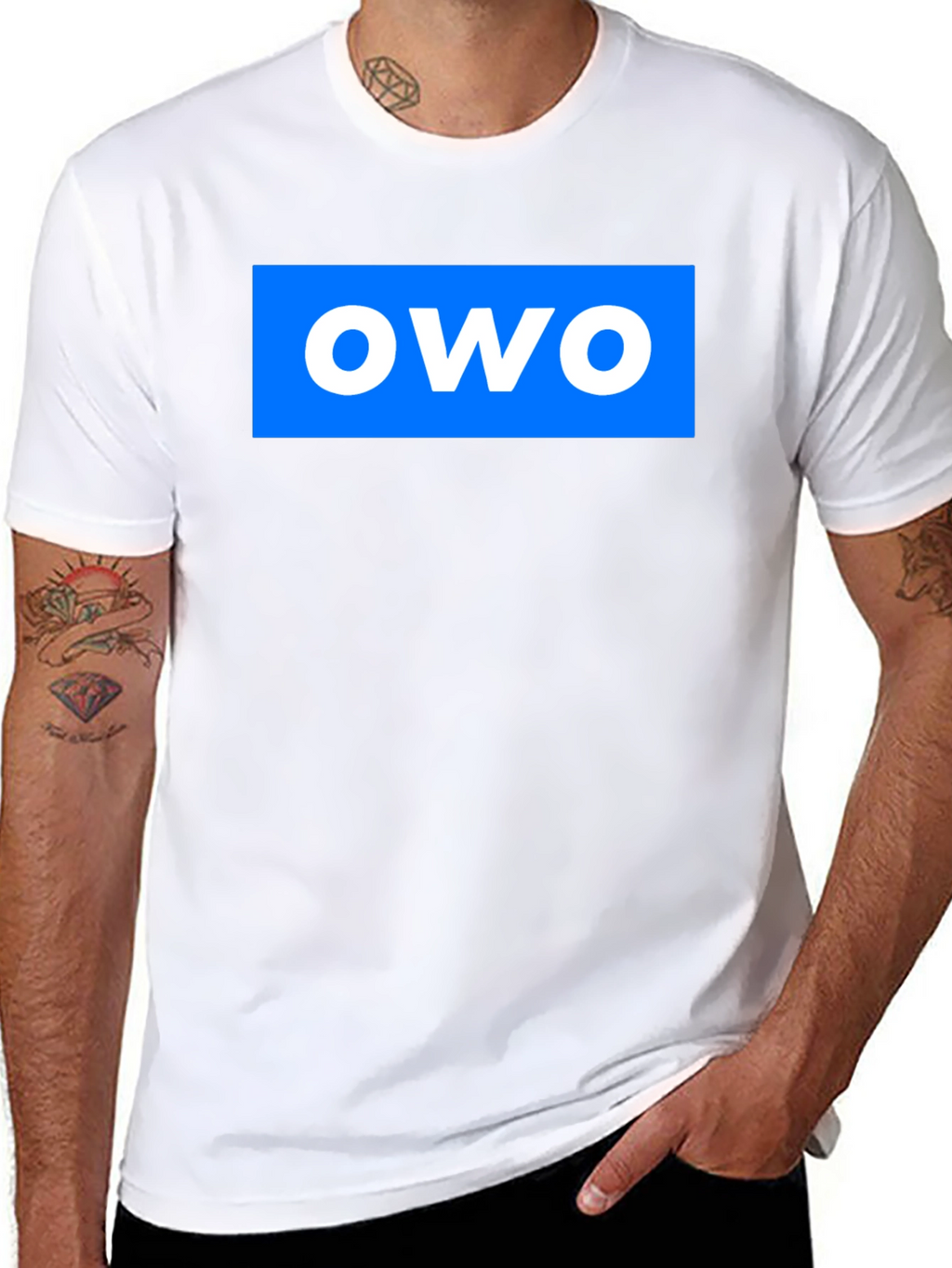 OWO Graphic T-Shirt - Blue on Black