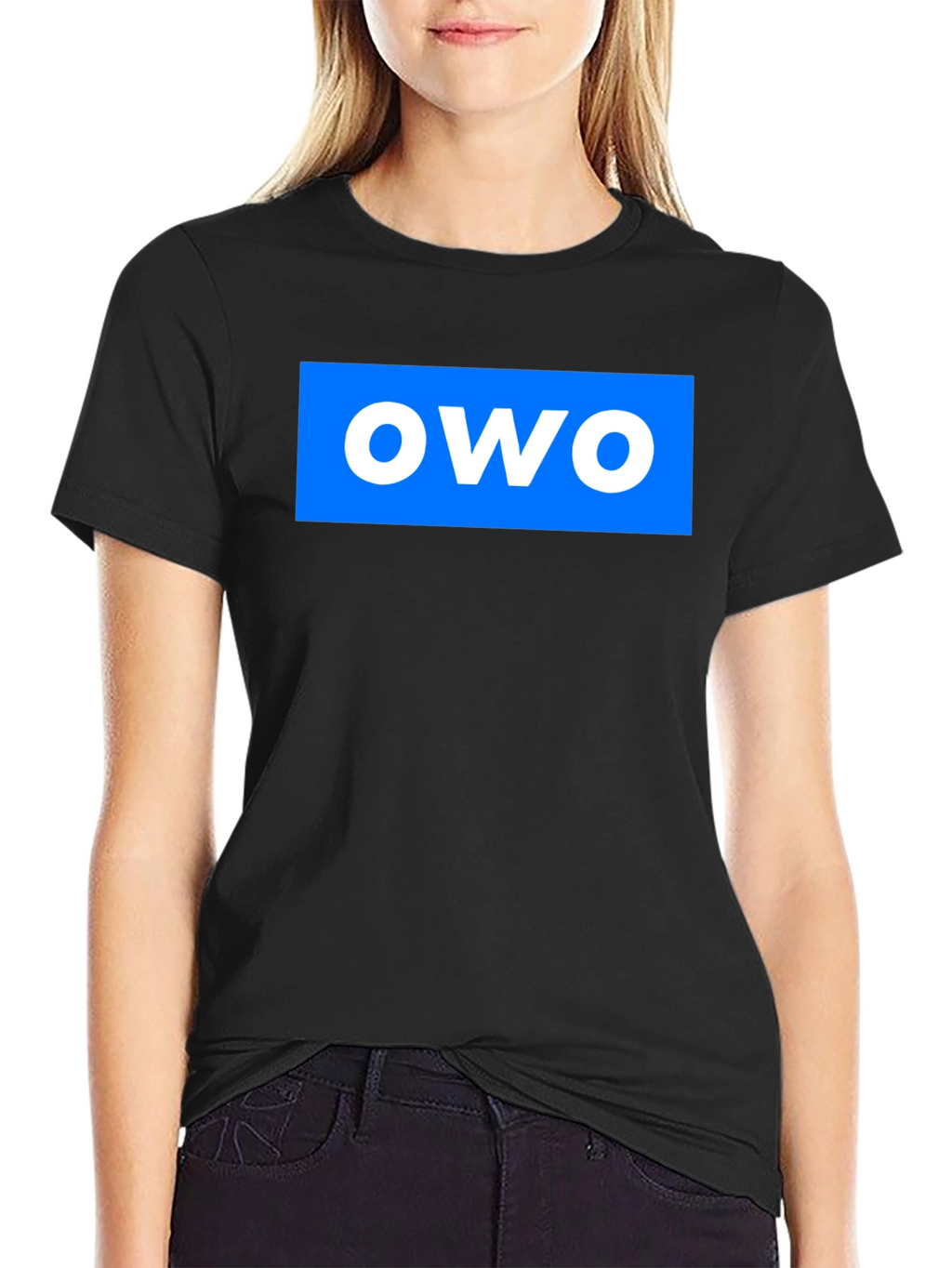 OWO Graphic T-Shirt - Blue on Black