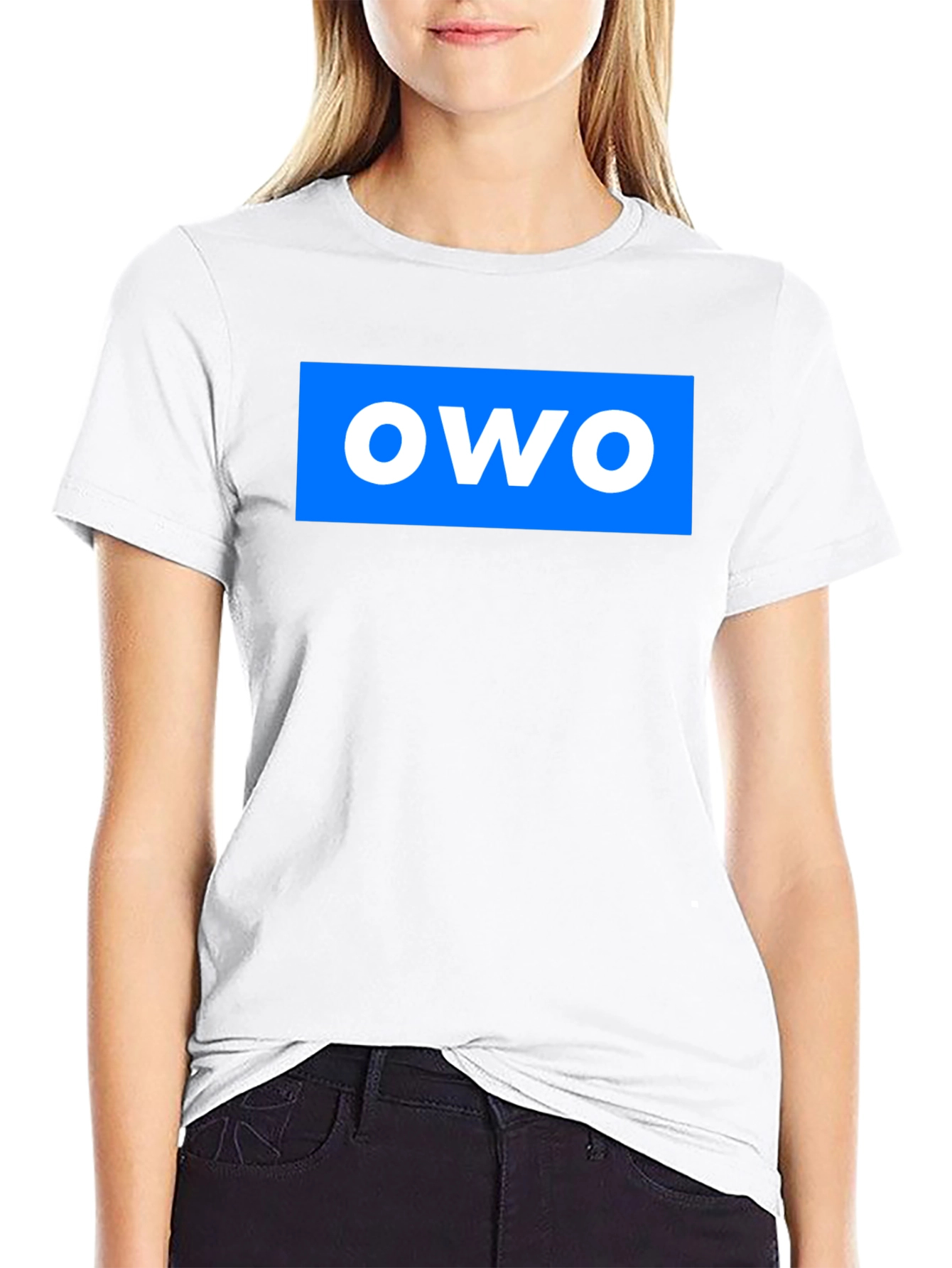 OWO Graphic T-Shirt - Blue on Black