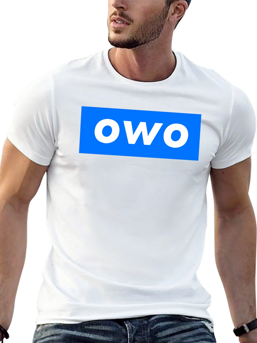 OWO Graphic T-Shirt - Blue on Black