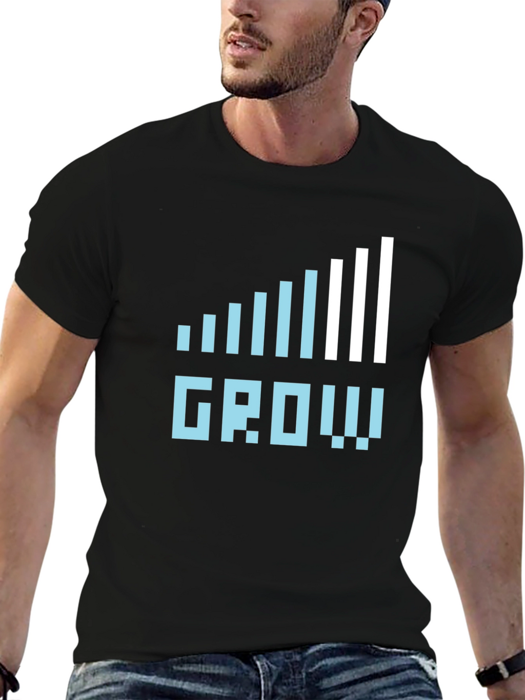 Grow Graphic Tee - Black Casual Cotton T-Shirt