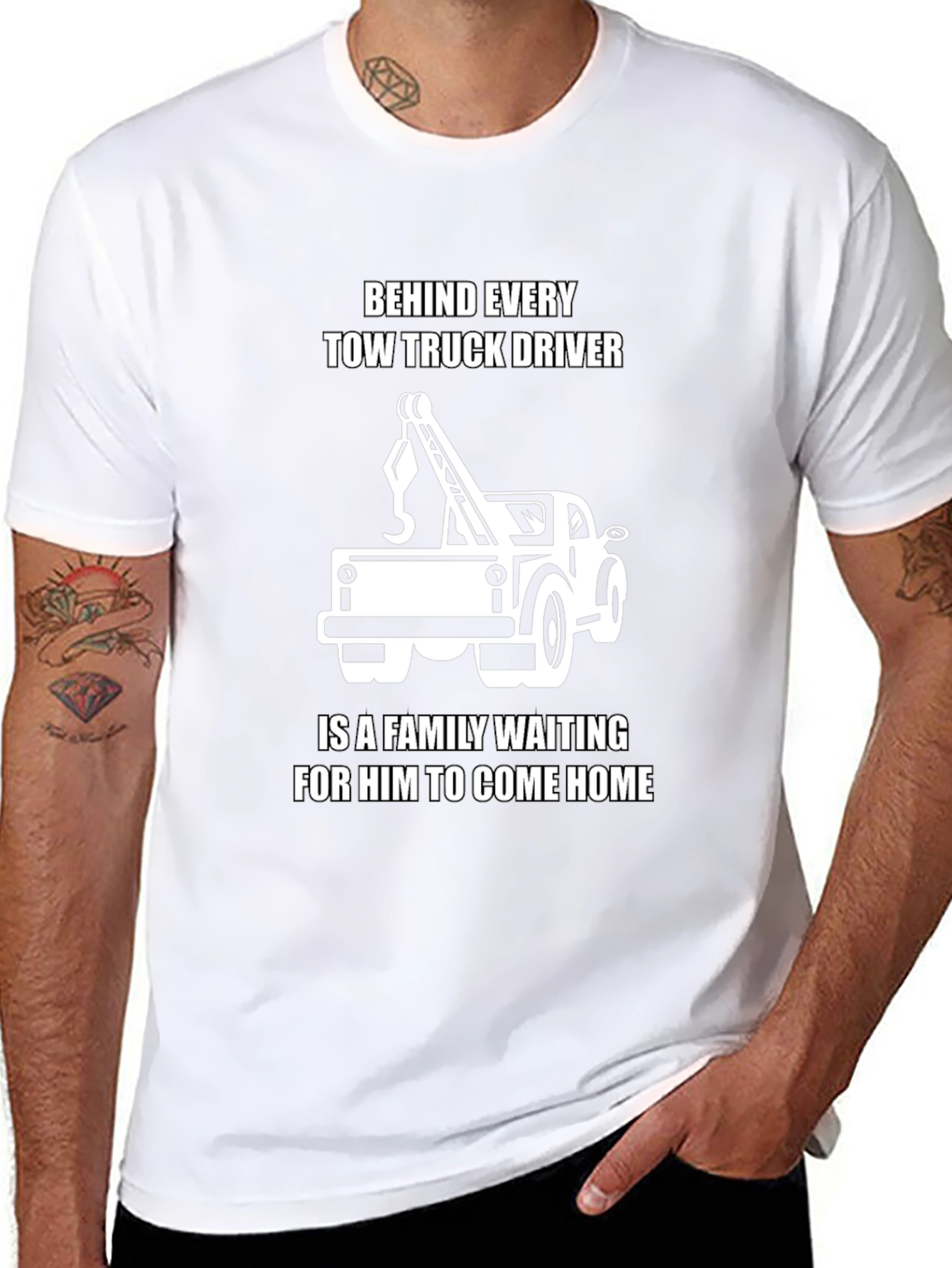Tow Truck Driver Family T-Shirt - Black