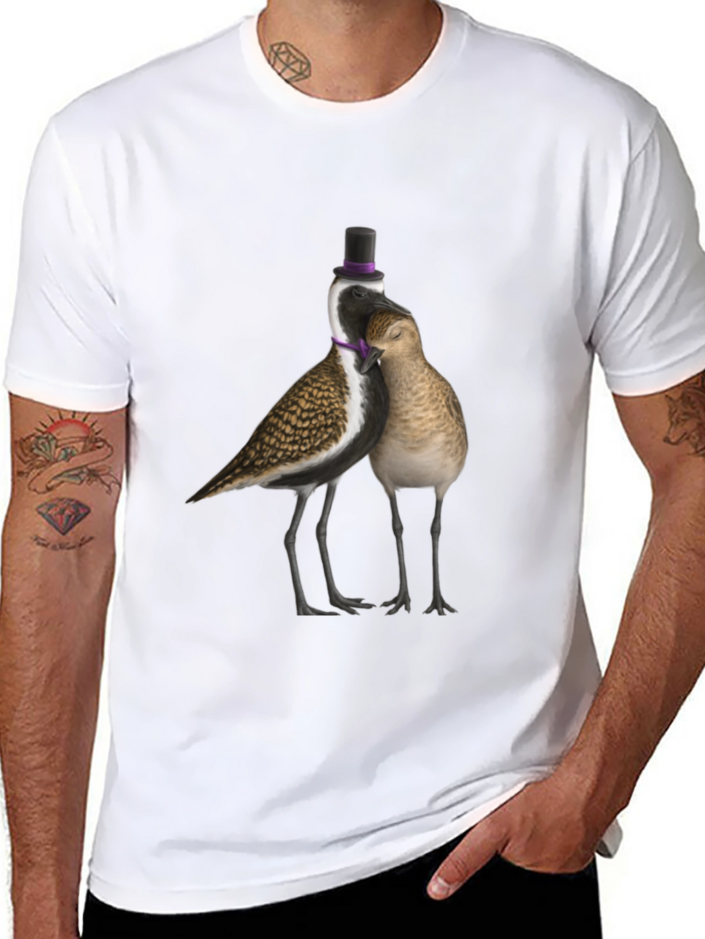 Novelty Bird Couple T-Shirt - Black