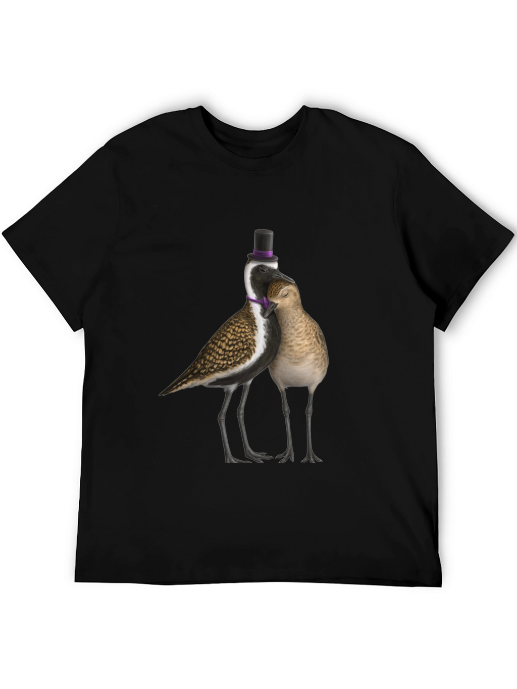 Novelty Bird Couple T-Shirt - Black