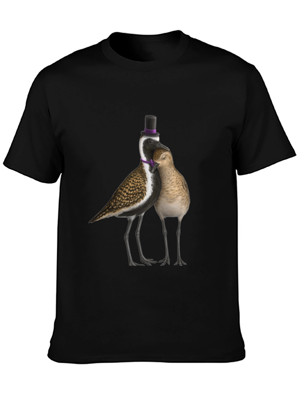 Novelty Bird Couple T-Shirt - Black