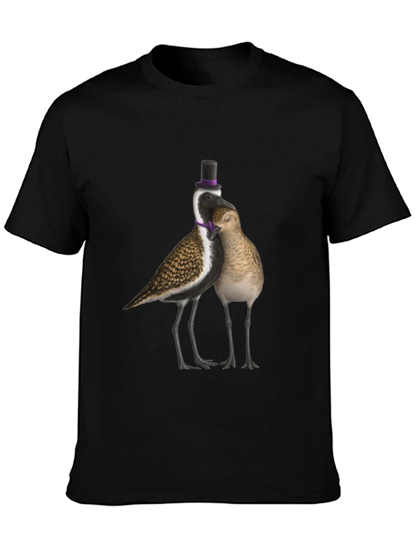 Novelty Bird Couple T-Shirt - Black