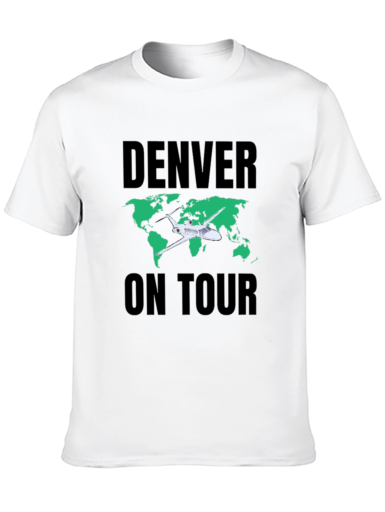 Denver On Tour Black T-Shirt with World Map