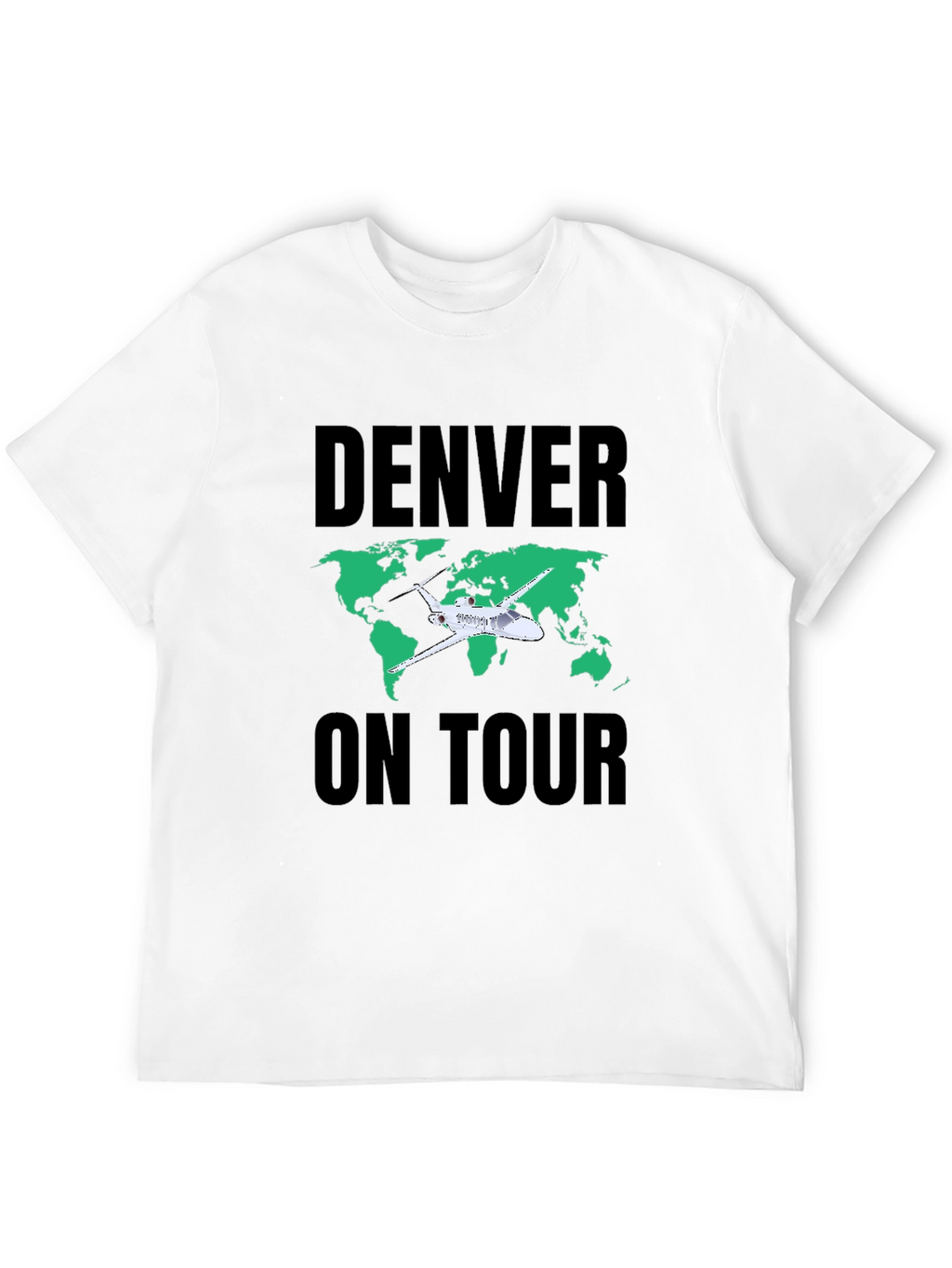 Denver On Tour Black T-Shirt with World Map