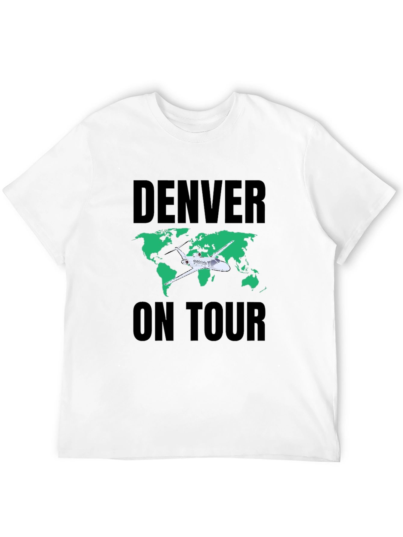 Denver On Tour Black T-Shirt with World Map