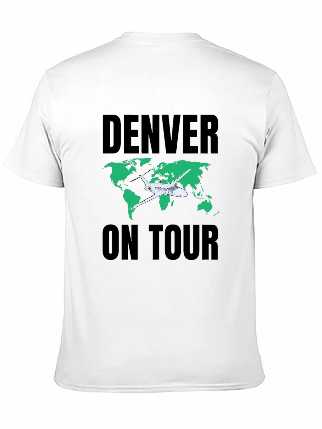 Denver On Tour Black T-Shirt with World Map