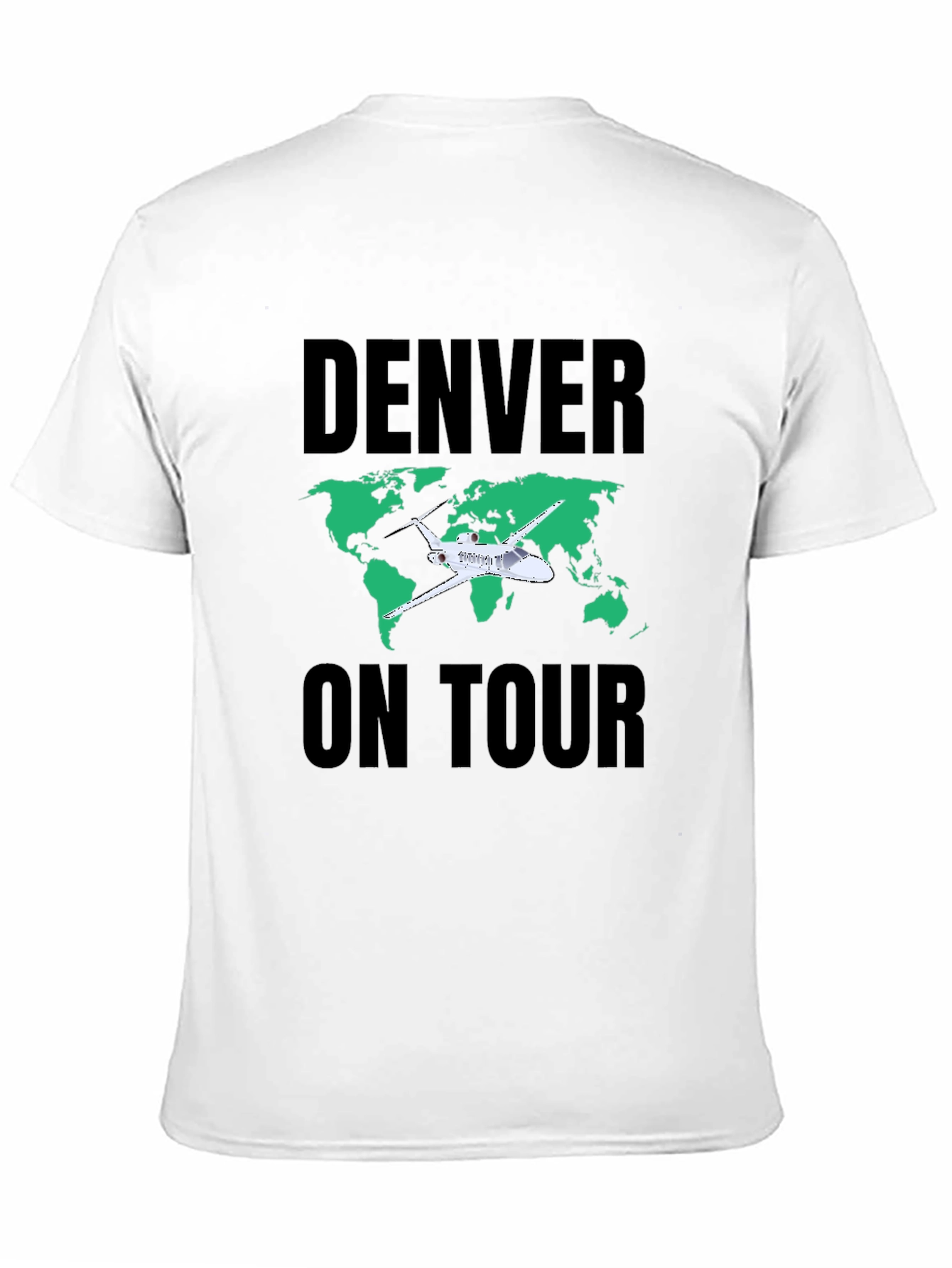 Denver On Tour Black T-Shirt with World Map