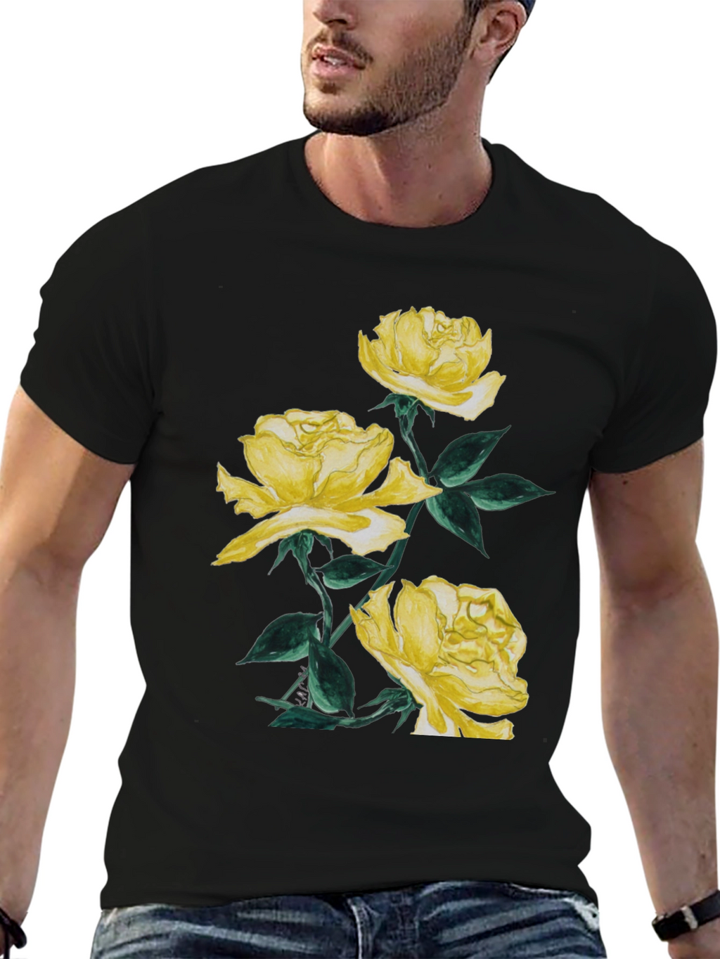 Yellow Roses Graphic Tee - Stylish Floral Design
