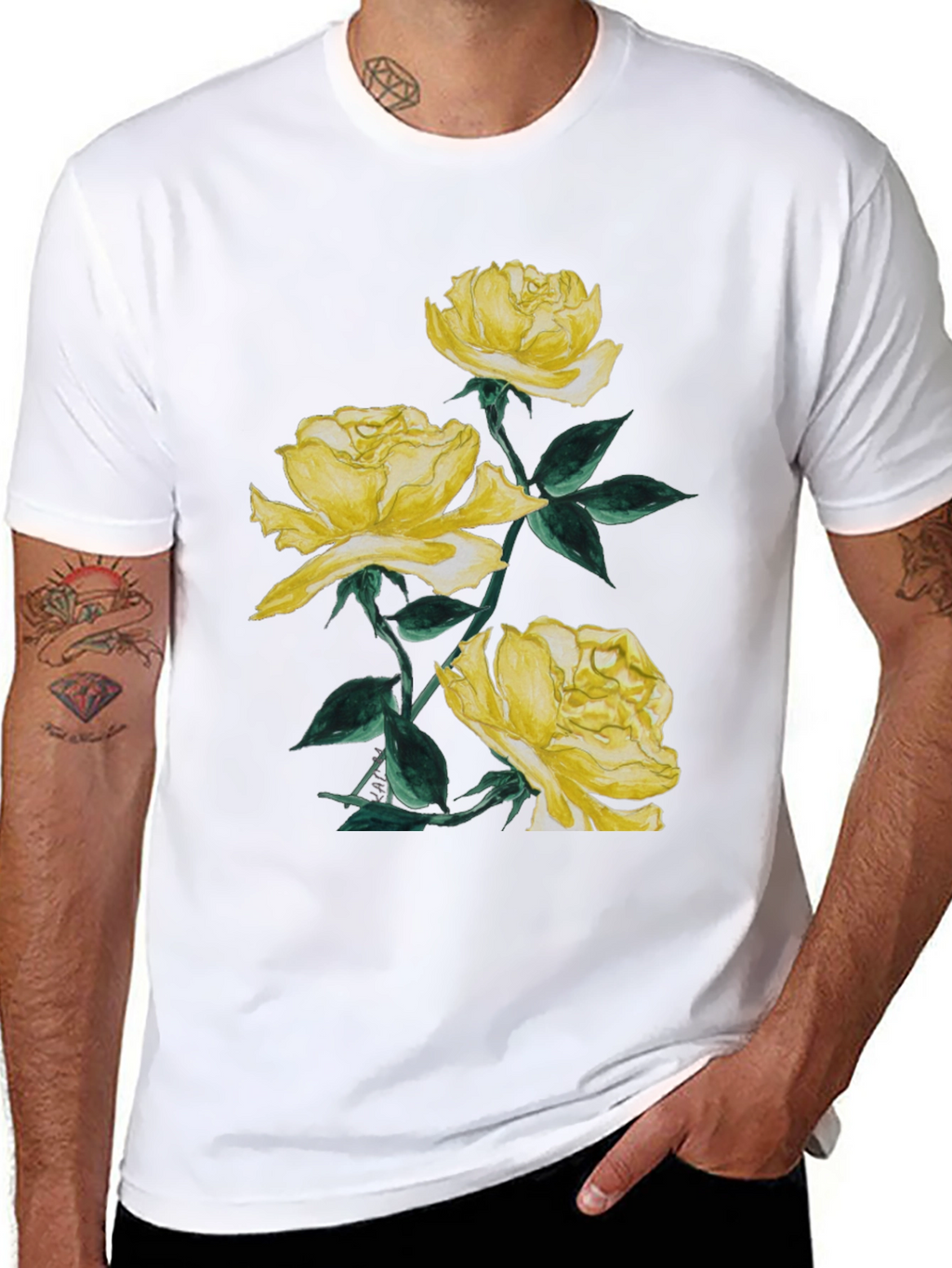 Yellow Roses Graphic Tee - Stylish Floral Design