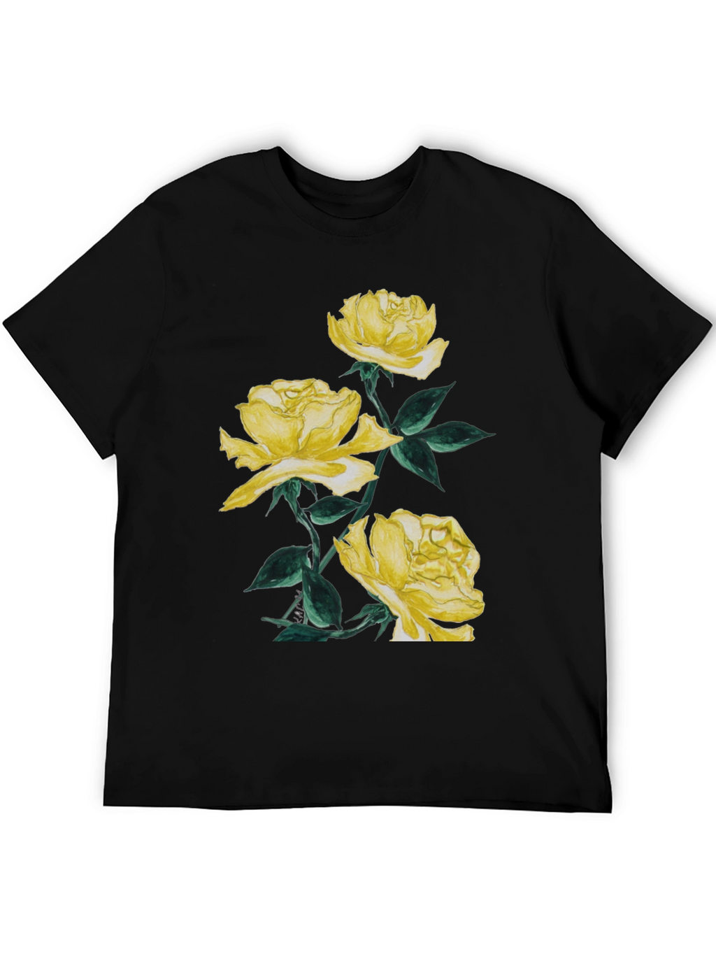 Yellow Roses Graphic Tee - Stylish Floral Design