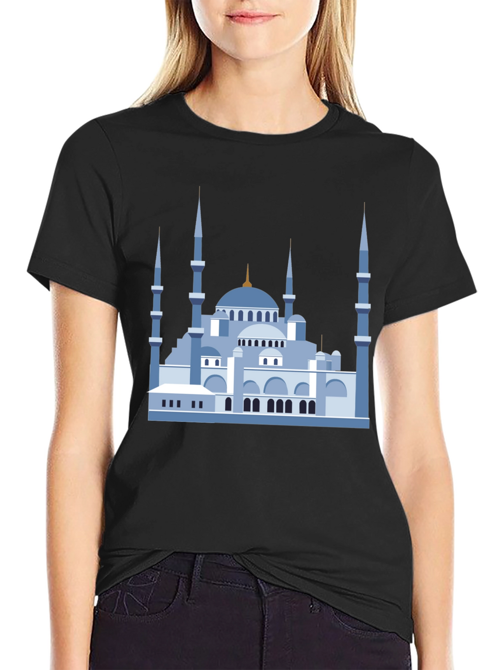 Blue Mosque Graphic T-Shirt - Black Cotton Tee
