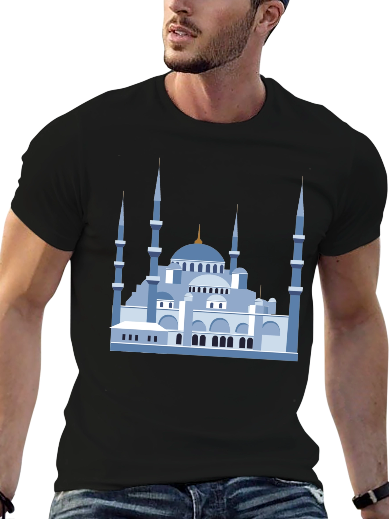 Blue Mosque Graphic T-Shirt - Black Cotton Tee