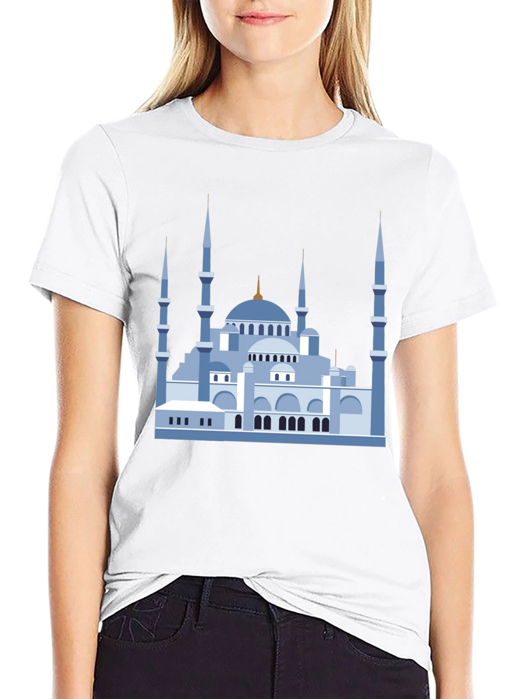 Blue Mosque Graphic T-Shirt - Black Cotton Tee