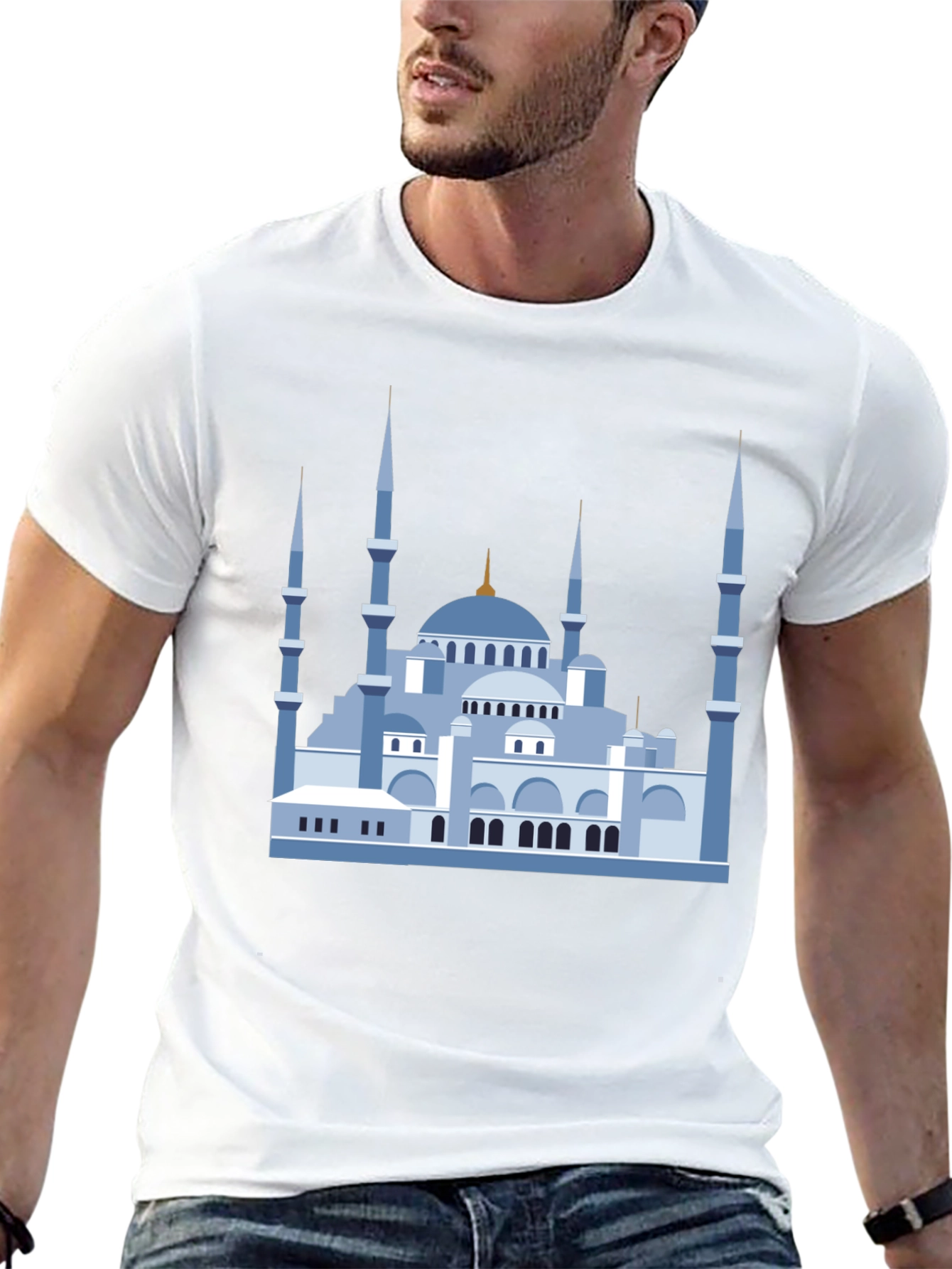 Blue Mosque Graphic T-Shirt - Black Cotton Tee