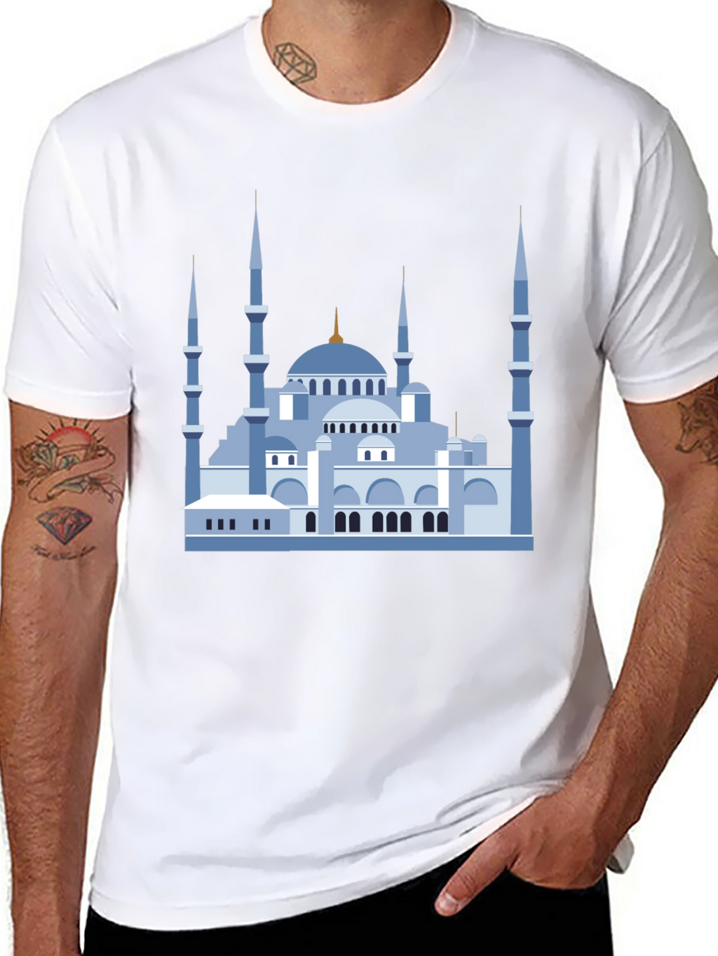 Blue Mosque Graphic T-Shirt - Black Cotton Tee