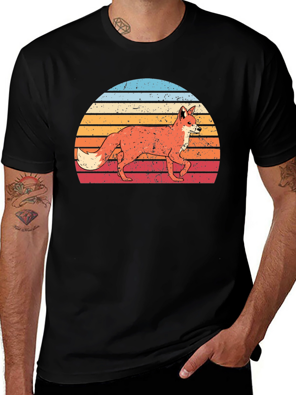 Retro Fox Sunset Graphic T-Shirt