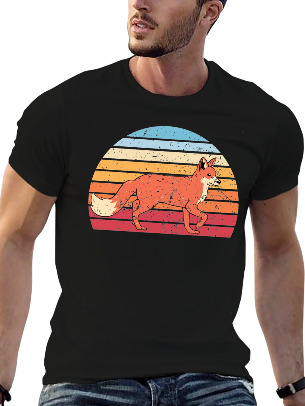 Retro Fox Sunset Graphic T-Shirt