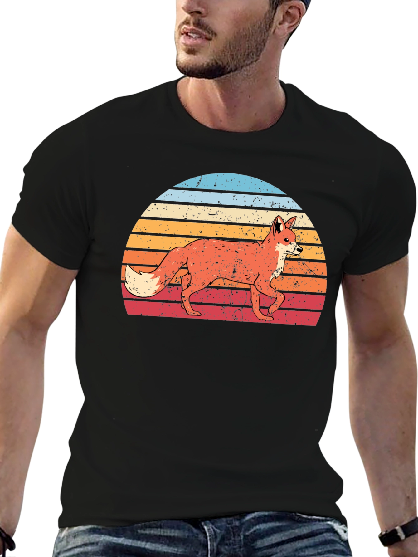 Retro Fox Sunset Graphic T-Shirt