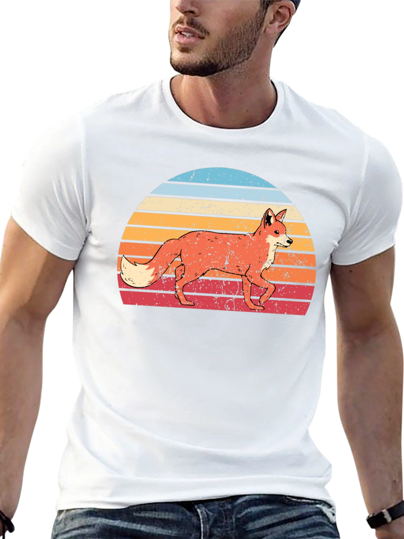Retro Fox Sunset Graphic T-Shirt