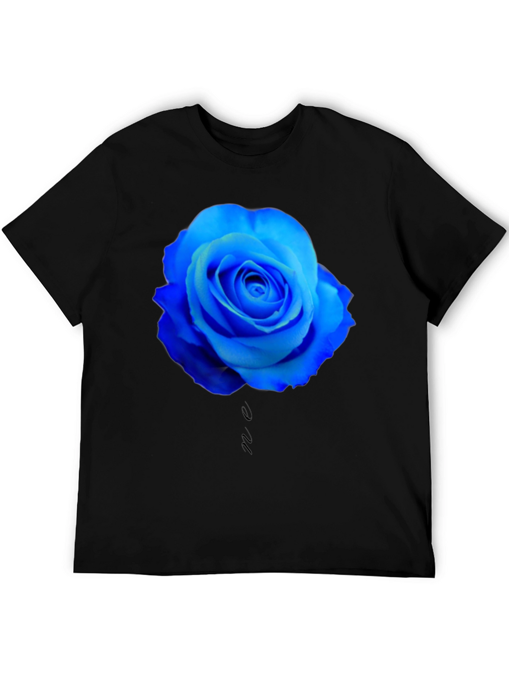 Blue Rose Graphic Black T-Shirt