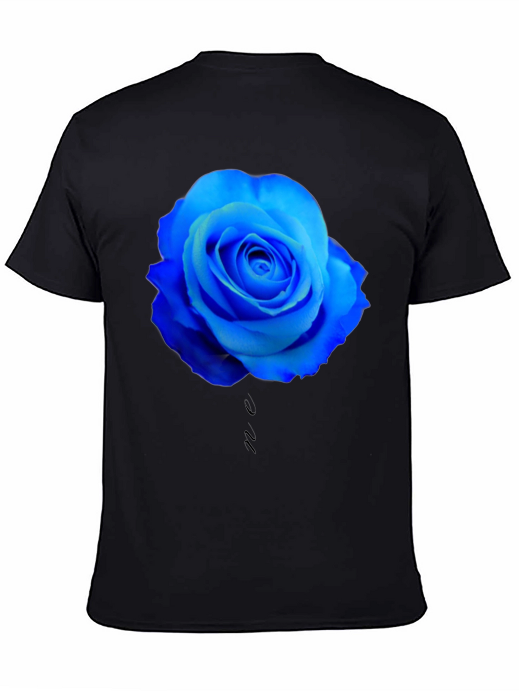 Blue Rose Graphic Black T-Shirt