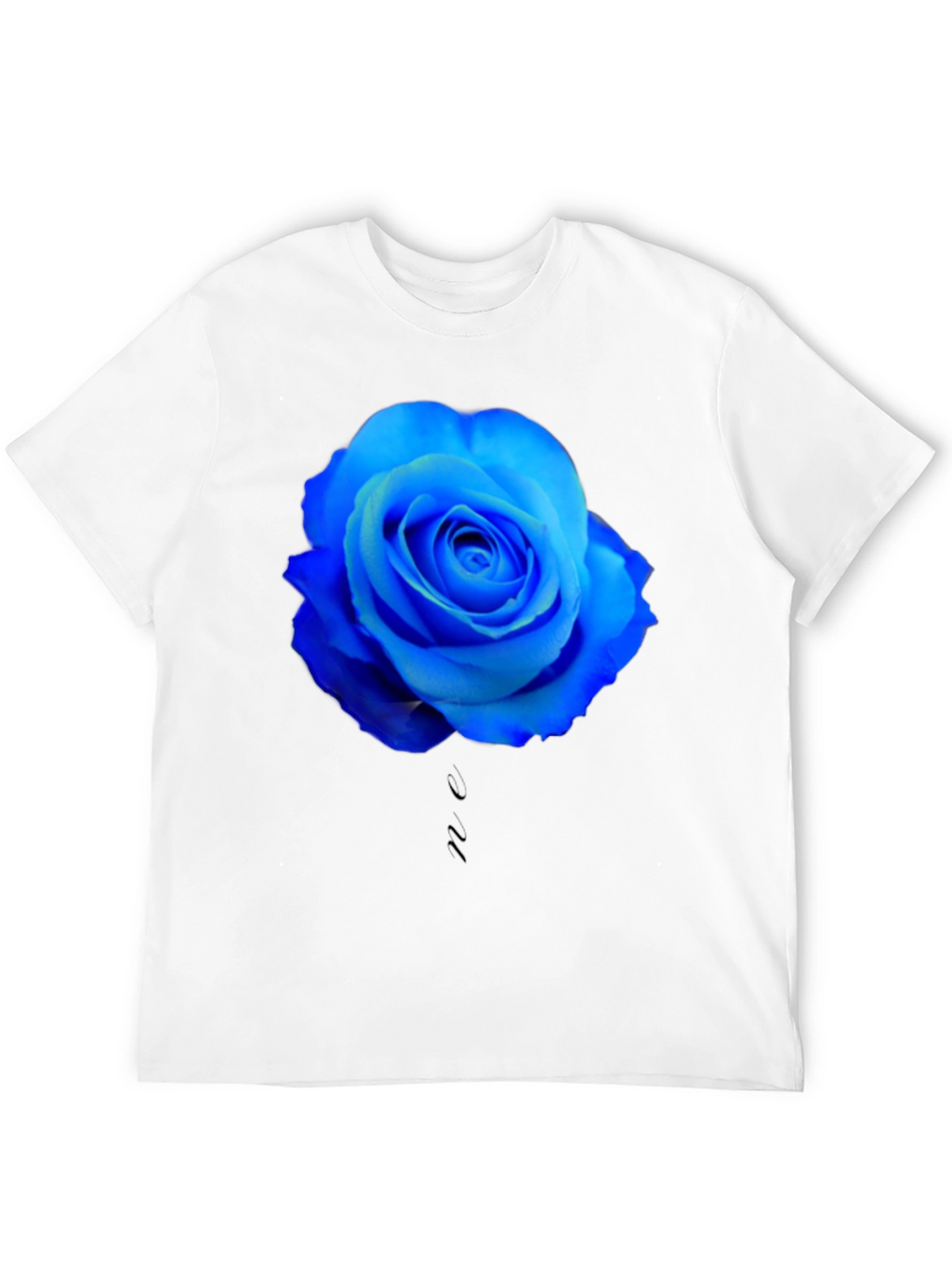 Blue Rose Graphic Black T-Shirt