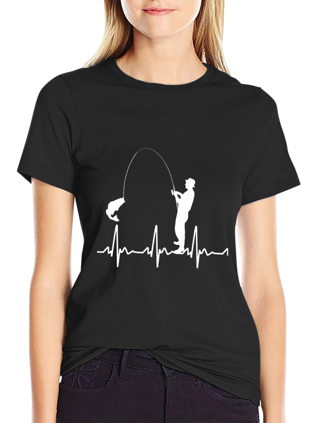Fishing Heartbeat Graphic T-Shirt