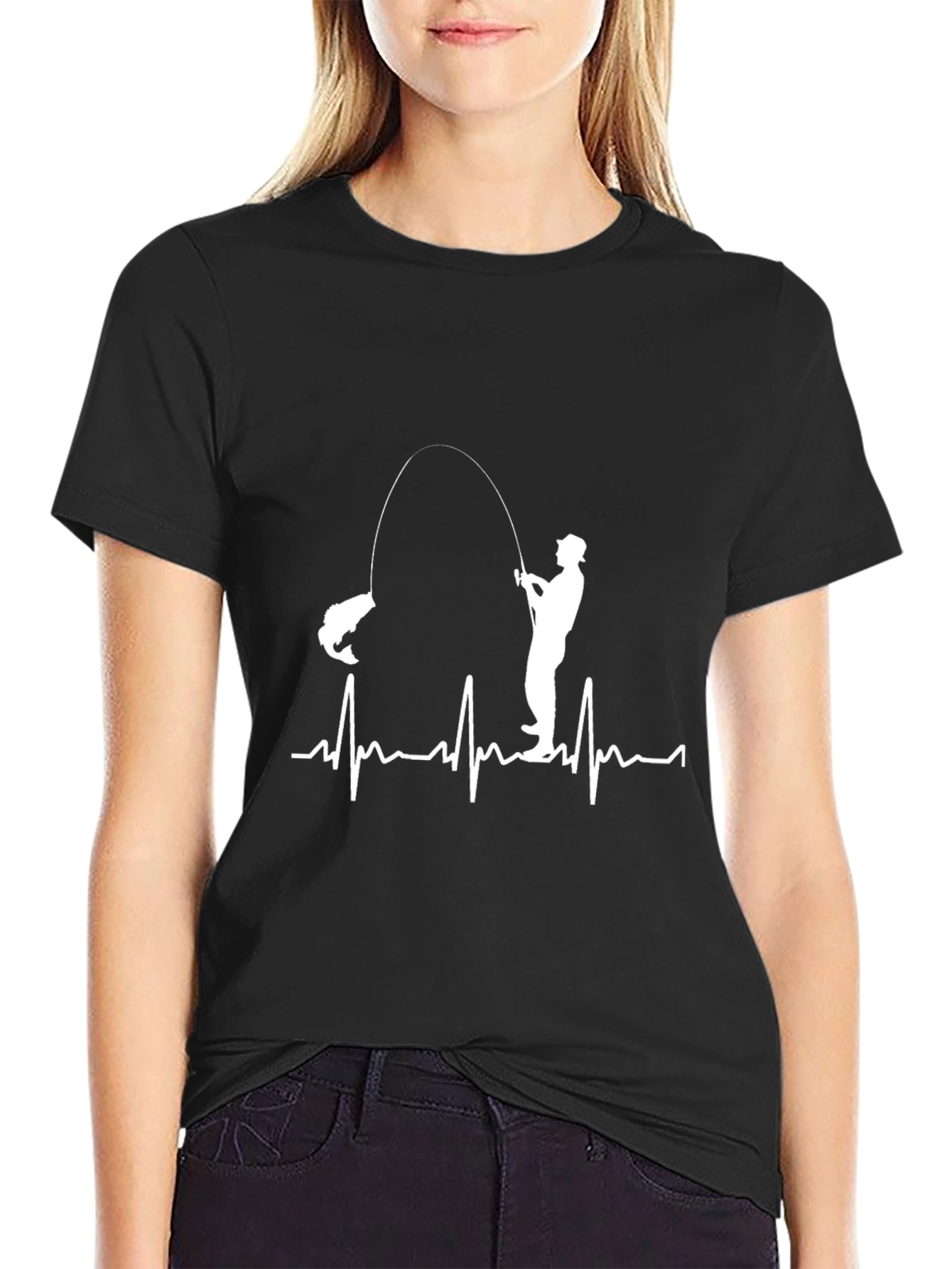 Fishing Heartbeat Graphic T-Shirt