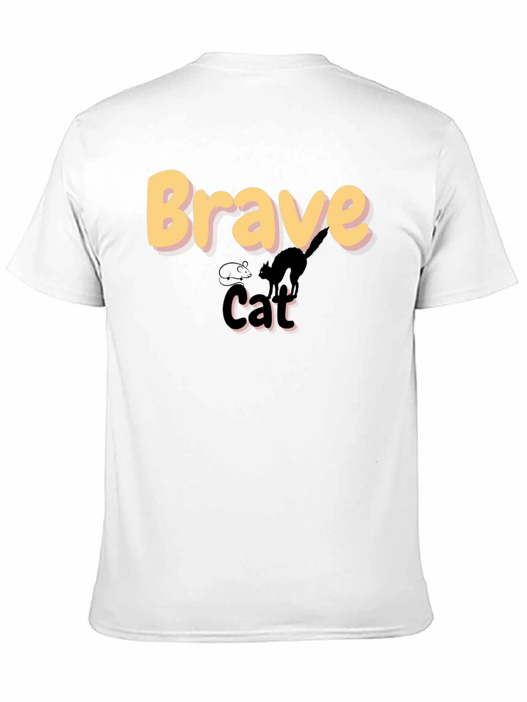 Brave Cat Graphic T-Shirt - Black Crew Neck Tee