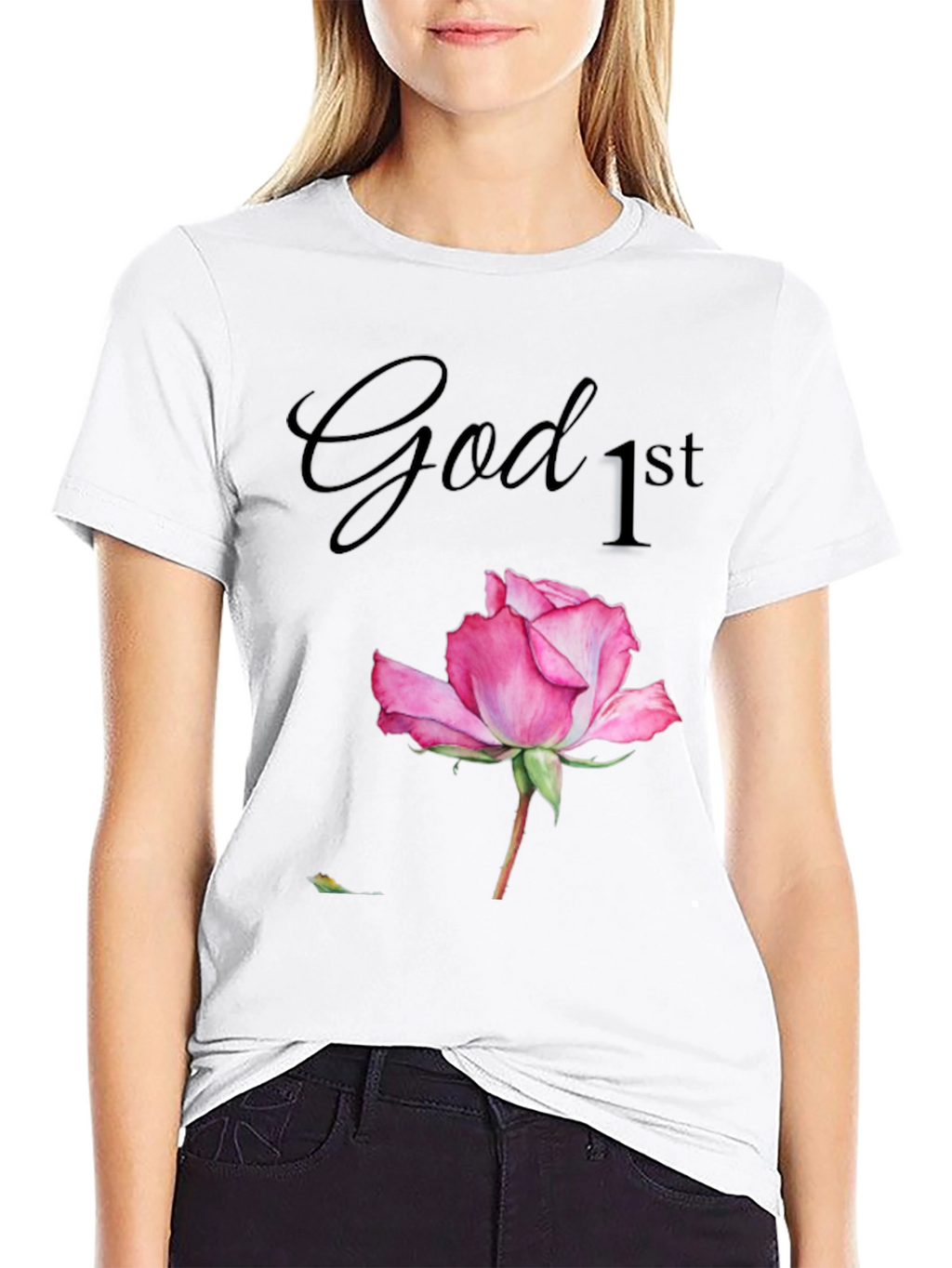 God First Rose Graphic T-Shirt