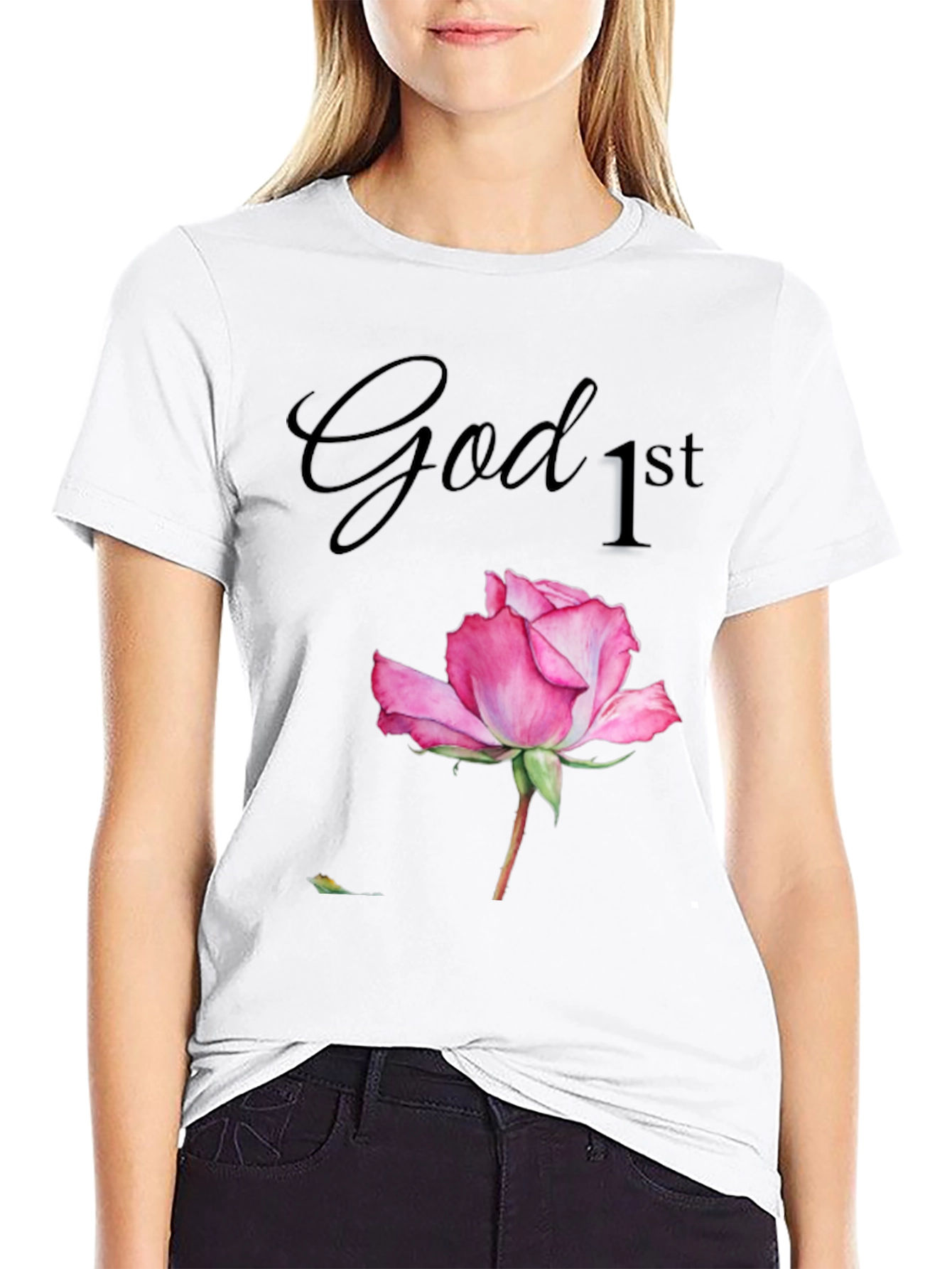 God First Rose Graphic T-Shirt
