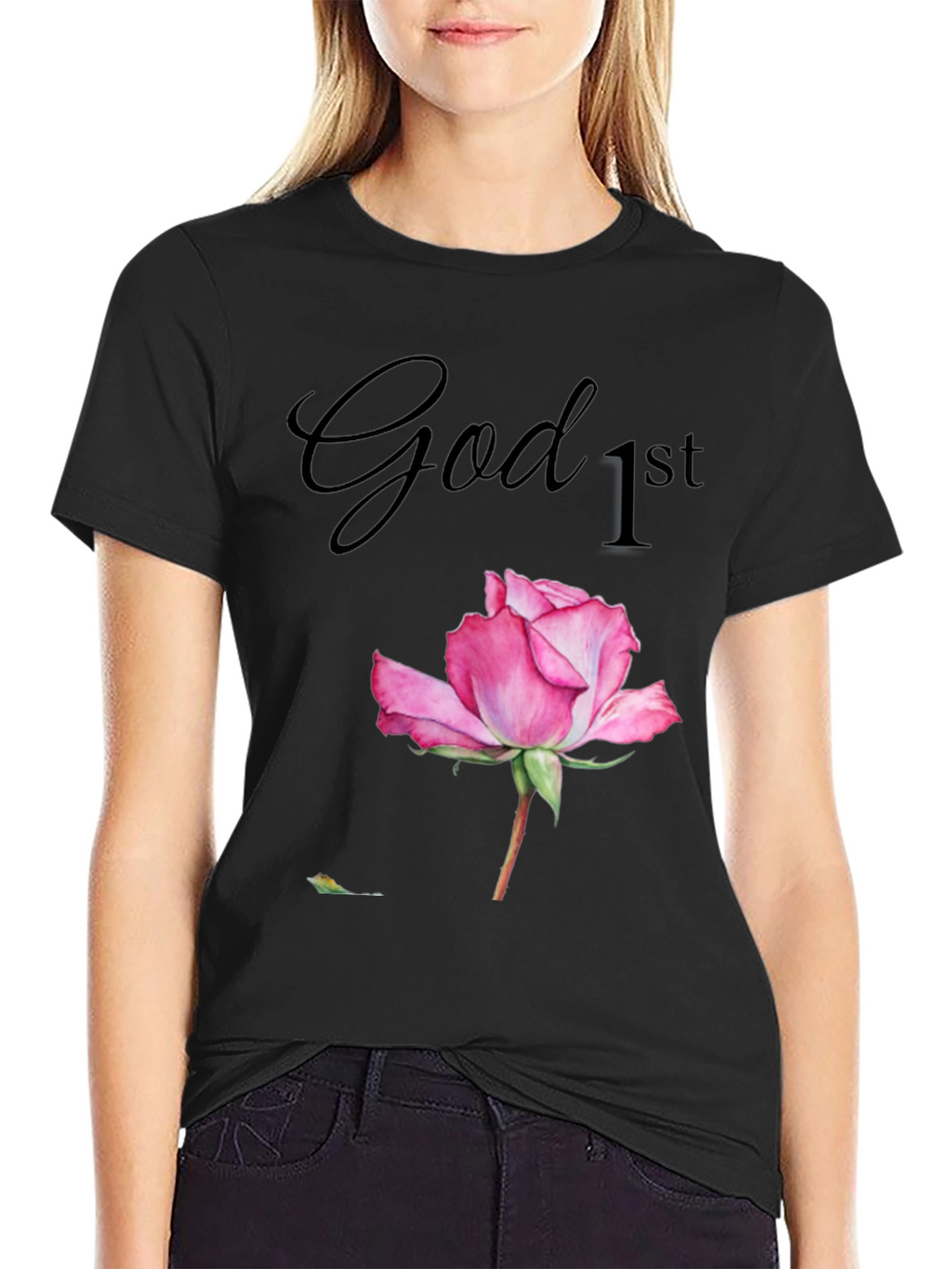 God First Rose Graphic T-Shirt