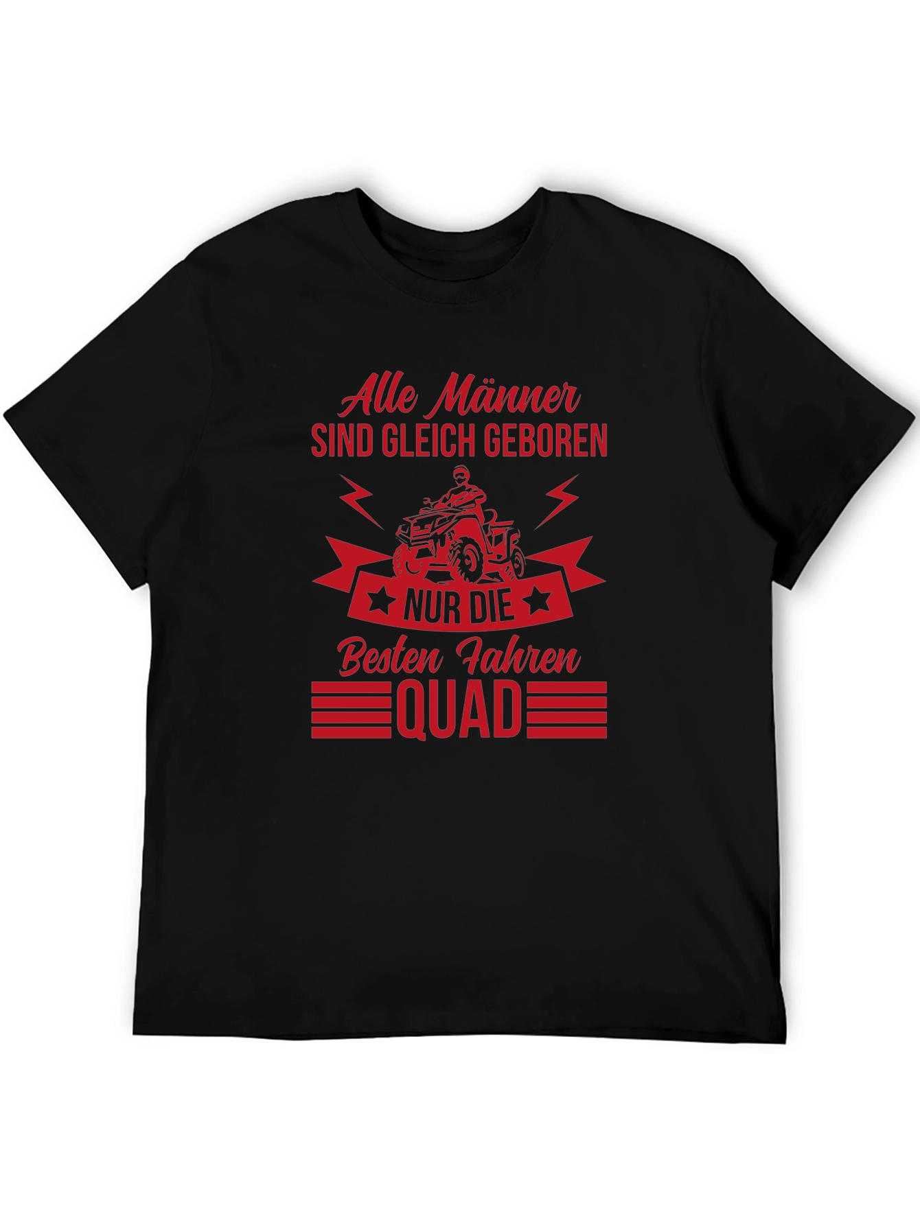 Mens Black T-Shirt - Quad Biker Design