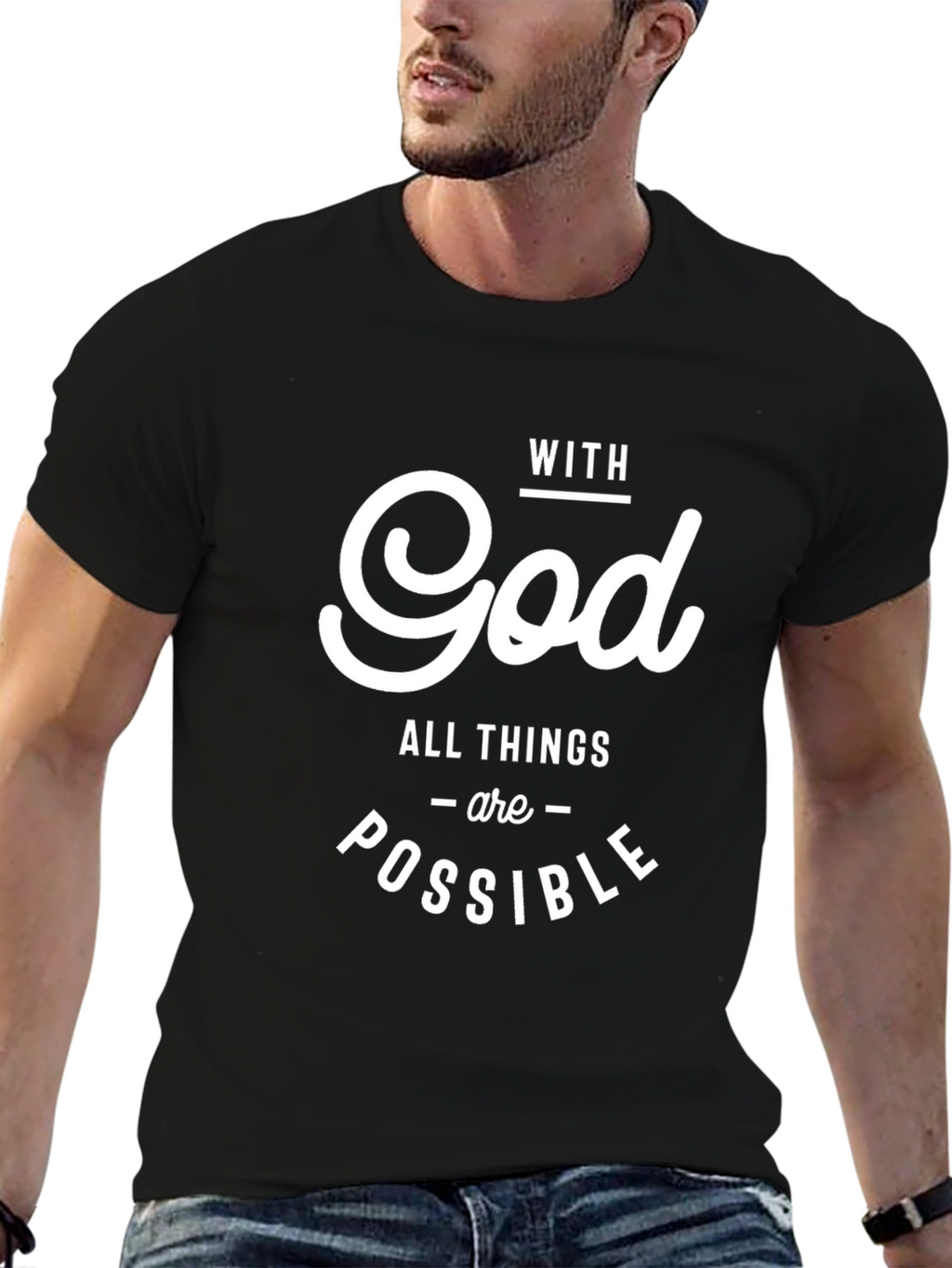 With God All Things Possible Black Tee