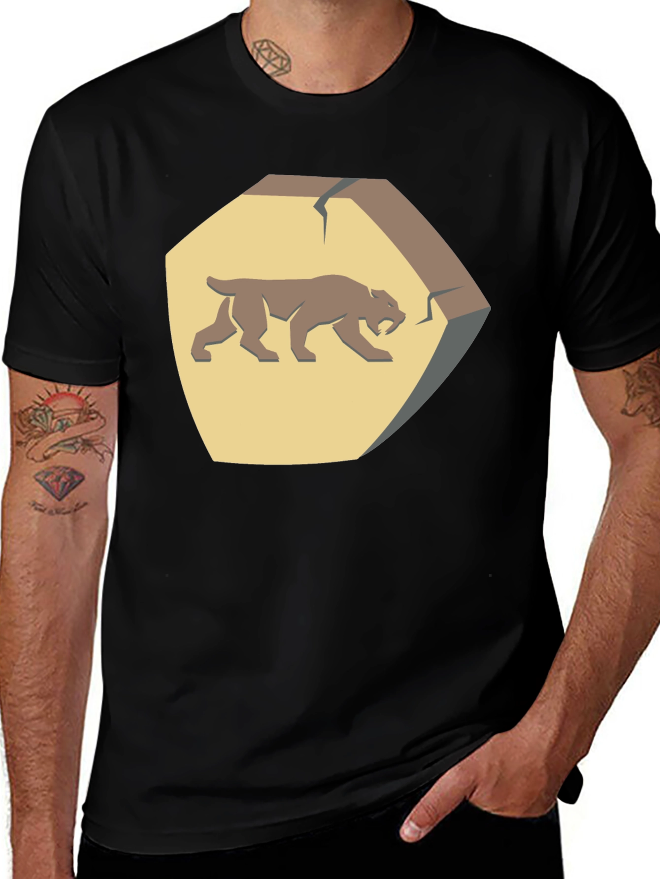 Saber-Toothed Cat Fossil T-Shirt - Prehistoric Style